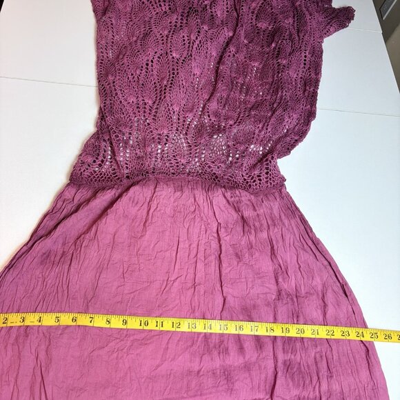 Womens Skirt Crochet 100% Cotton Burgandy Boho Fairycore Festival Lined OS - Picture 9 of 9